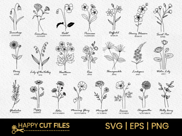Download Birth Flower Svg Bundle Floral Clipart - Svg Collection