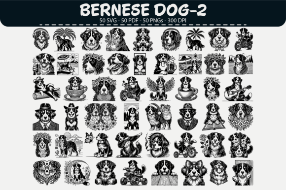 Download Bernese Dog Vector Clipart – 50 Designs - Dog vector Collection