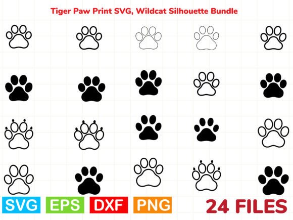 Download Tiger Paw Print SVG, Wildcat Silhouette - Tiger Collection