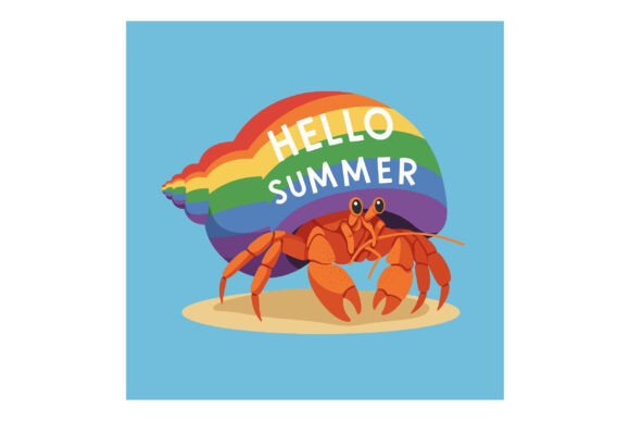 Download Hermit Crab with Rainbow Shell Saying He - Hermit crab Collection