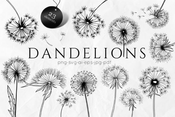 Download Dandelions SVG - Flowers Line Art SVG - Svg Collection