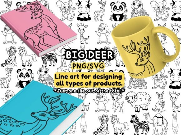 Download Big Deer Line Art – PNG &amp; SVG - Svg Collection