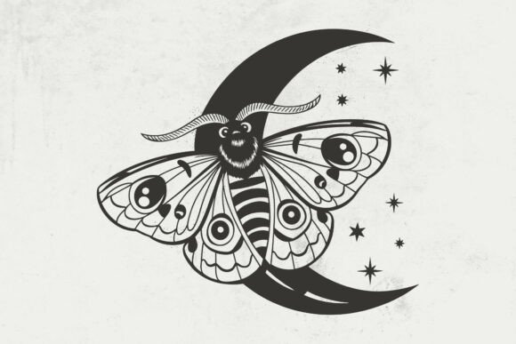 Download Magic Artwork with Moon and Moth Svg - Svg Collection