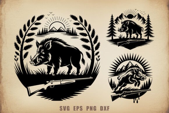 Download Wild Boar Hunting Scene SVG Bundle - Svg Collection