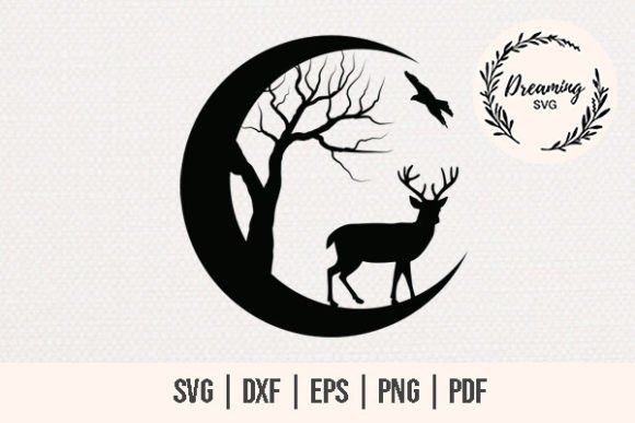Download Deer SVG - Moon Wildlife SVG - Buck SVG - Svg Collection