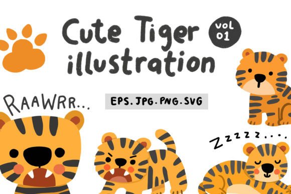 Download Cute Tiger Illustration Vol 01 - Tiger illustration Collection