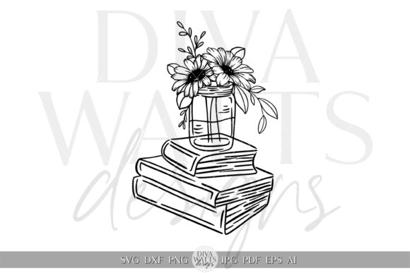 Download Flowers on Books Silhouette Artwork SVG - Svg Collection