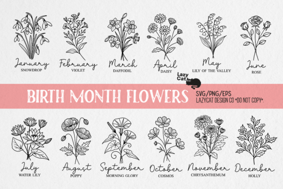 Download Birth Month Flowers Line Art SVG Bundle - Svg Collection