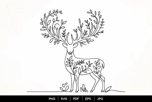 Download Floral Deer Line Art SVG - Svg Collection