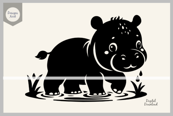 Download Baby Hippo SVG File Clipart Silhouette - Svg Collection