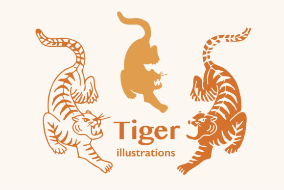 Download Tiger Illustration As Shape and Outline - Tiger illustration Collection