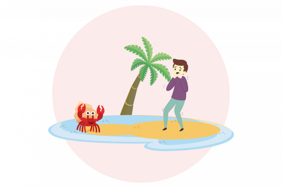Download Summer Man Frightened by a Hermit Crab - Hermit crab Collection