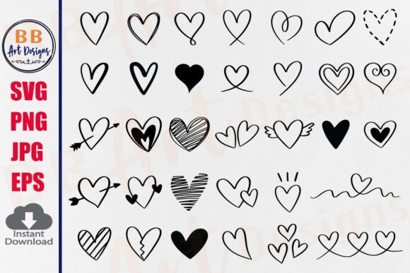 Download Heart SVG Bundle Heart Doodle Hand Drawn - Svg Collection