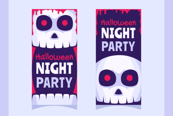 Download Spooky Halloween Skull Banner FlatDesign - Flatdesign Collection