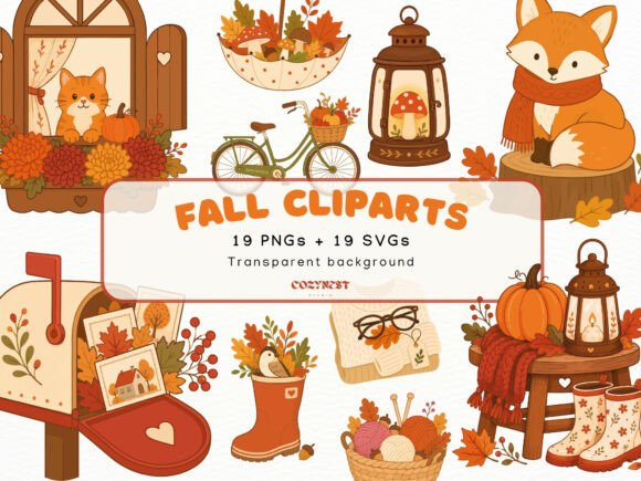 Download Cozy Autumn Flat Cliparts, Fall PNG SVG - Svg Collection