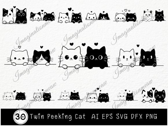 Download Twin Peeking Cat Cartoon Bundle Svg - Svg Collection