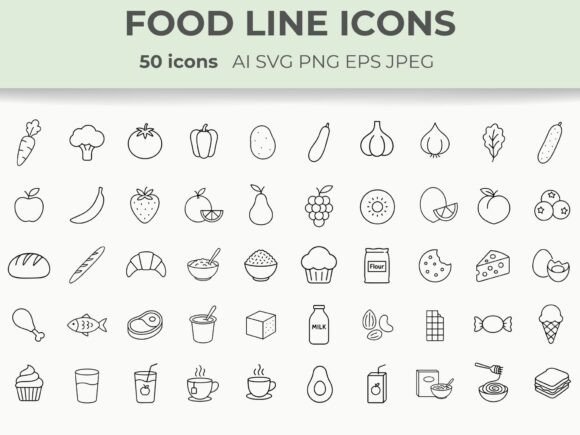 Download Food Line Icons Minimal Line Vector SVG - Svg Collection