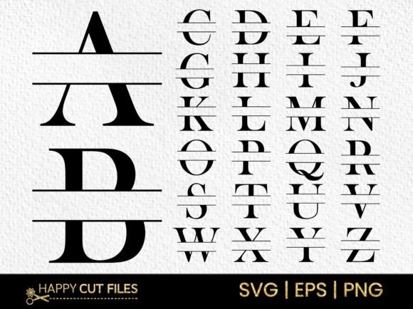 Download Split Letter Monogram SVG Font a-Z Png - Svg Collection