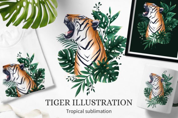 Download Tropical Tiger Illustration for Print - Tiger illustration Collection