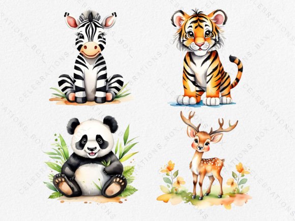 Download Watercolor Zebra Tiger Panda Deer PNG - Tiger Collection