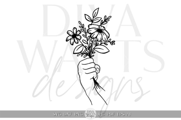 Download Hand with Flowers Silhouette Artwork SVG - Svg Collection