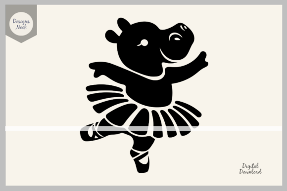 Download Ballerina Hippo SVG Clipart Silhouette - Svg Collection