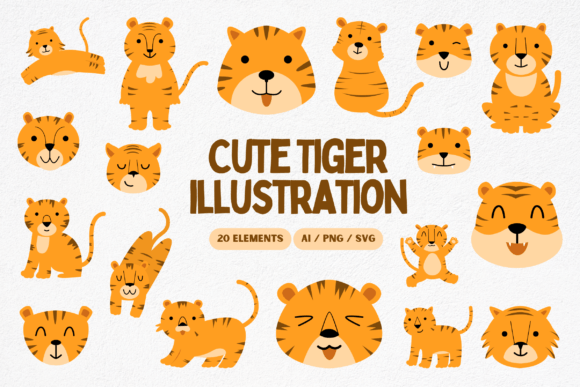 Download Cute Tiger Illustration - Tiger illustration Collection