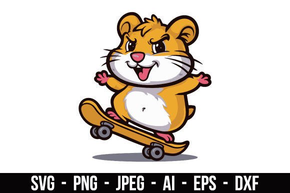 Download Charming Hamster on a Skateboard SVG - Svg Collection