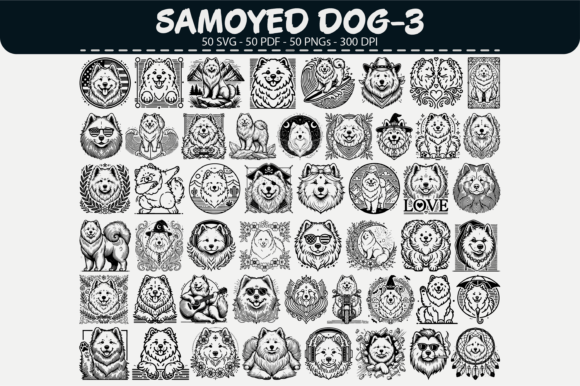 Download Samoyed Dog Vector Clipart – 50 Designs - Dog vector Collection