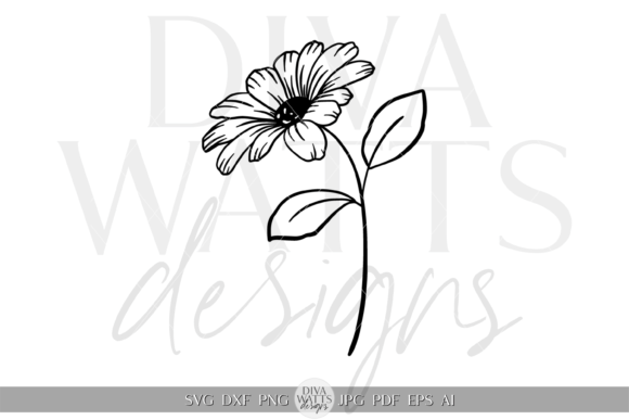 Download Single Daisy Silhouette Artwork SVG - Svg Collection