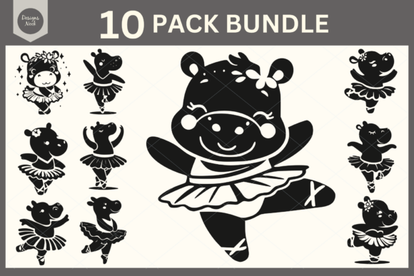 Download Ballerina Hippo SVG Clipart Silhouette - Svg Collection