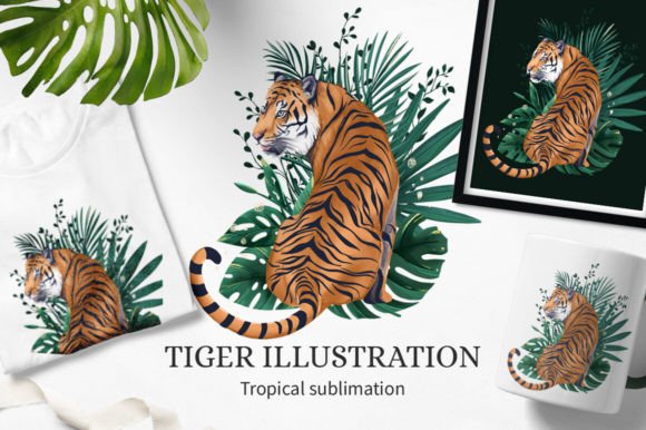 Download Tropical Tiger Illustration for Print - Tiger illustration Collection