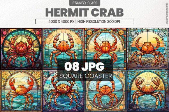 Download Hermit Crab Stained Glass Square Coaster - Hermit crab Collection