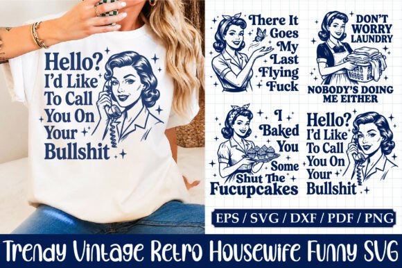 Download Trendy Vintage Retro Housewife Funny SVG - Svg Collection